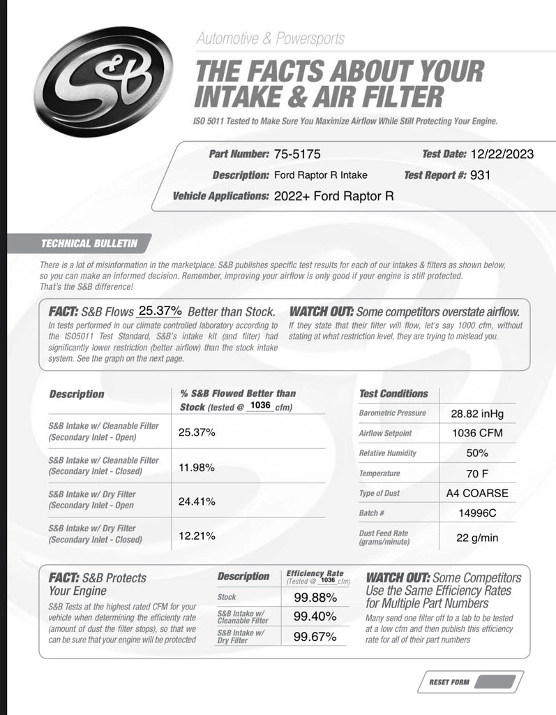 S&B 2023-2024 Raptor R V8 5.2L Cold Air Intake