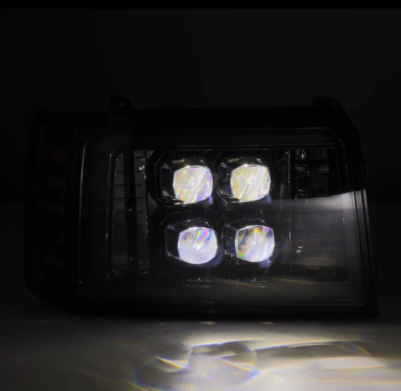 AlphaRex 92-96 Ford F-Series/Bronco NOVA-Series LED Proj Headlight Alpha-Bk w/Actv Light SS & SBDRL