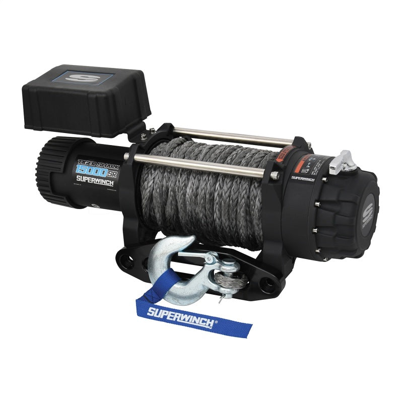 Superwinch 15000 LBS 12V DC 15/32in x 78ft Synthetic Rope Tiger Shark 15000SR Winch