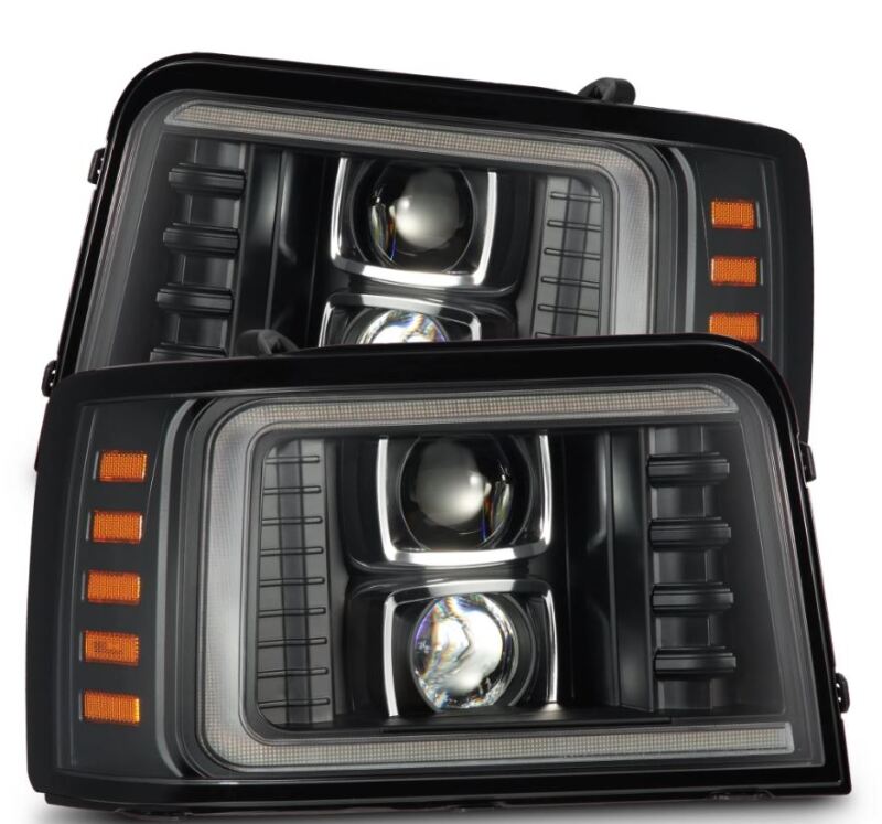 AlphaRex 92-96 Ford F-Series/Bronco LUXX-Series Proj Headlights Blk w/Actv Light SeqSig & SBDRL