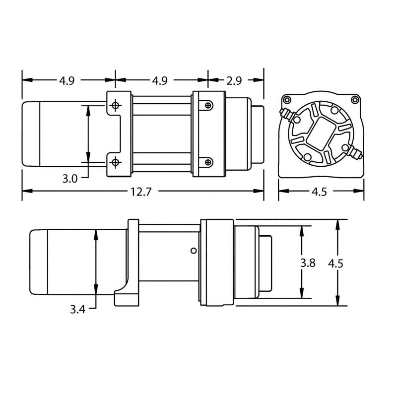 Superwinch 2500 LBS 12V DC 3/16in x 40ft Steel Rope Terra 2500 Winch - Gray Wrinkle