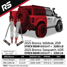 Load image into Gallery viewer, Ride Shocks Bronco 2.5 Inch Coilover Package for 2021+ Bronco