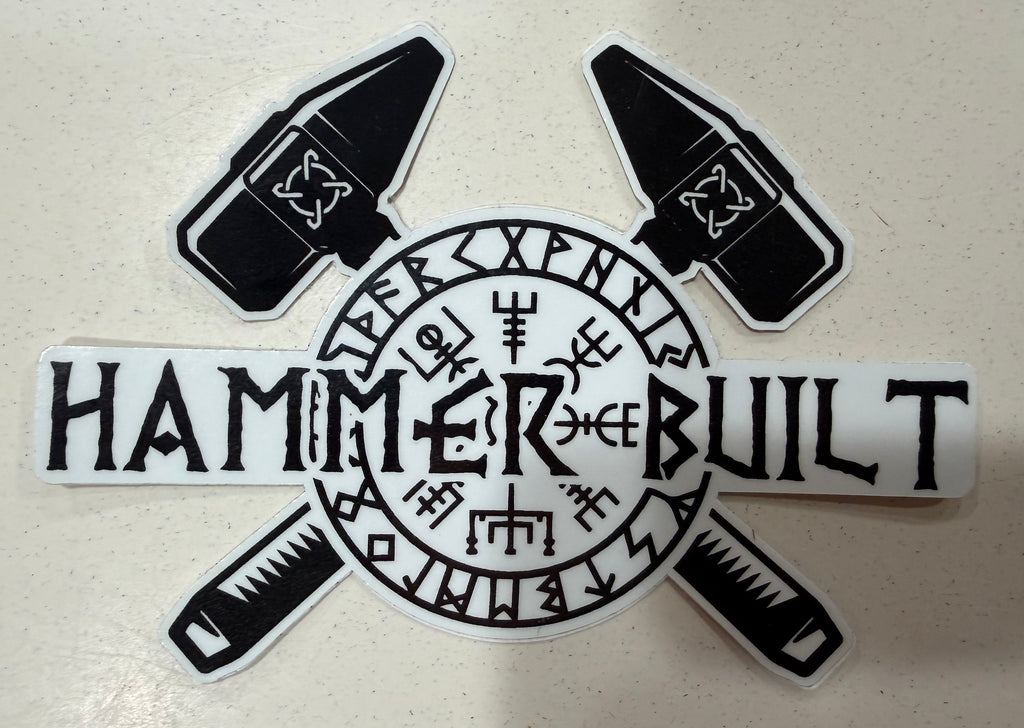 Hammer Built Logo Sticker (White)