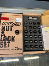 Load image into Gallery viewer, RAYS 19HEX STEEL LUG NUTS BLACK 14×1.5 24PC W LOCKS