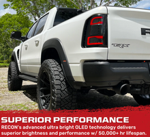 Load image into Gallery viewer, Go Recon Dodge RAM 1500 19-23 OLED Tail Lights Smoked w/ Scanning Red Turn Signals w/ Bliss - Replaces OEM LED Tail Lights