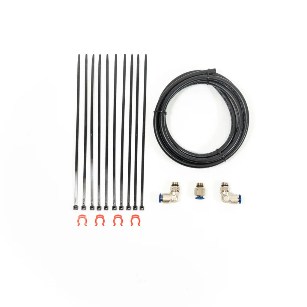 SDHQ BUILT UNIVERSAL AIR LINE KIT -3/8 With 15ft / (1) 3/8" Straight Push-To-Connect Fitting / (2) 3/8" 90 Degree Push-to-connect fittings / (4) push-to-connect security clips