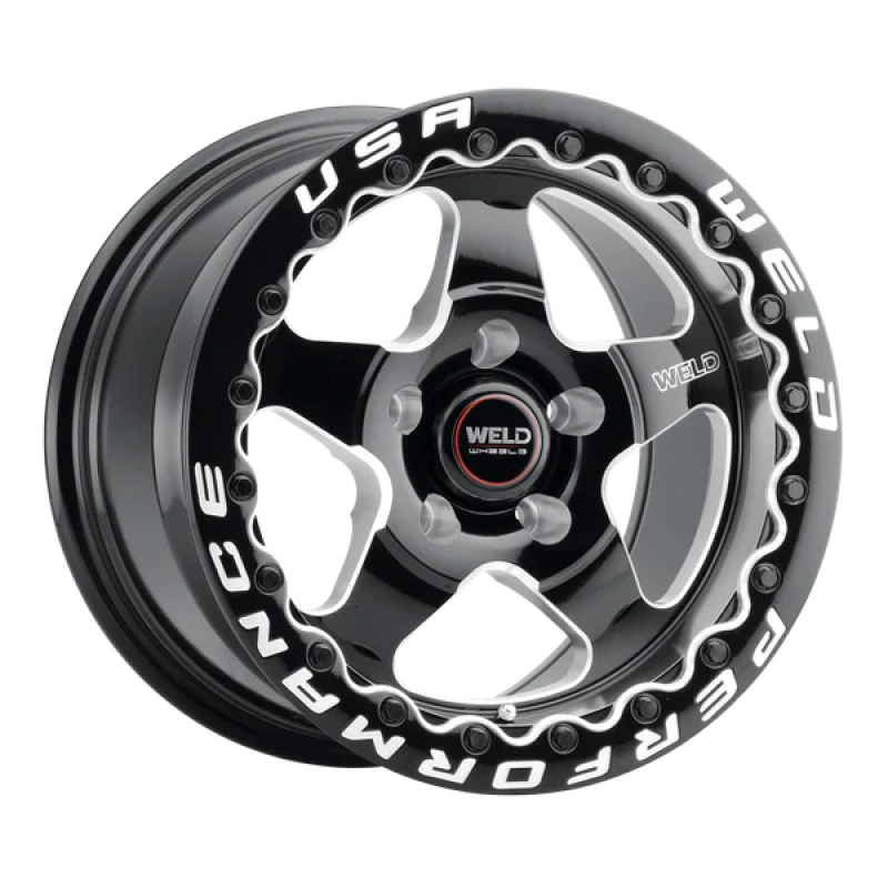 Weld S904 15x10 Ventura Beadlock 5x120 ET45 BS7.25 Gloss BLK MIL DIA 78.1