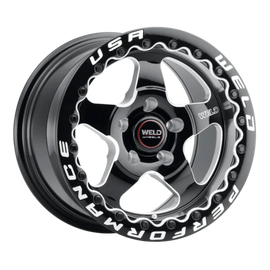 Weld S904 15x10 Ventura Beadlock 5x120 ET45 BS7.25 Gloss BLK MIL DIA 78.1