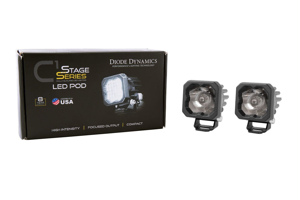 Diode Dynamics SSC1 White Sport Standard LED Pod (pair) - Flood - Wide / Amber Backlight