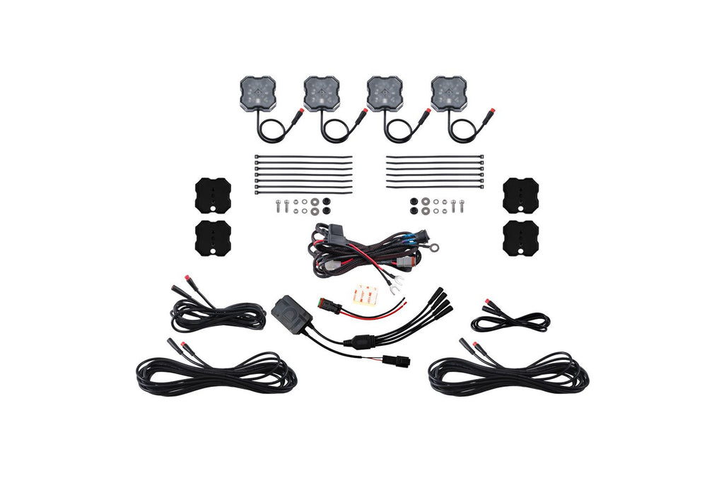 Diode Dynamics Stage Series RGBW LED Rock Light Kit (4-pack) With RGBW Controller and Magnetic Mounts