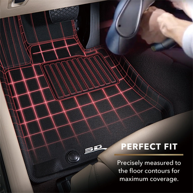 3D MAXpider 2014-2019 GMC Sierra Crew Cab Kagu 1st & 2nd Row Floormats - Black