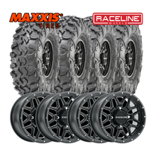 Load image into Gallery viewer, Raceline Krank 15&quot; Wheels Black W/ 33&quot; Carnivore Tires - Kawasaki KRX Package