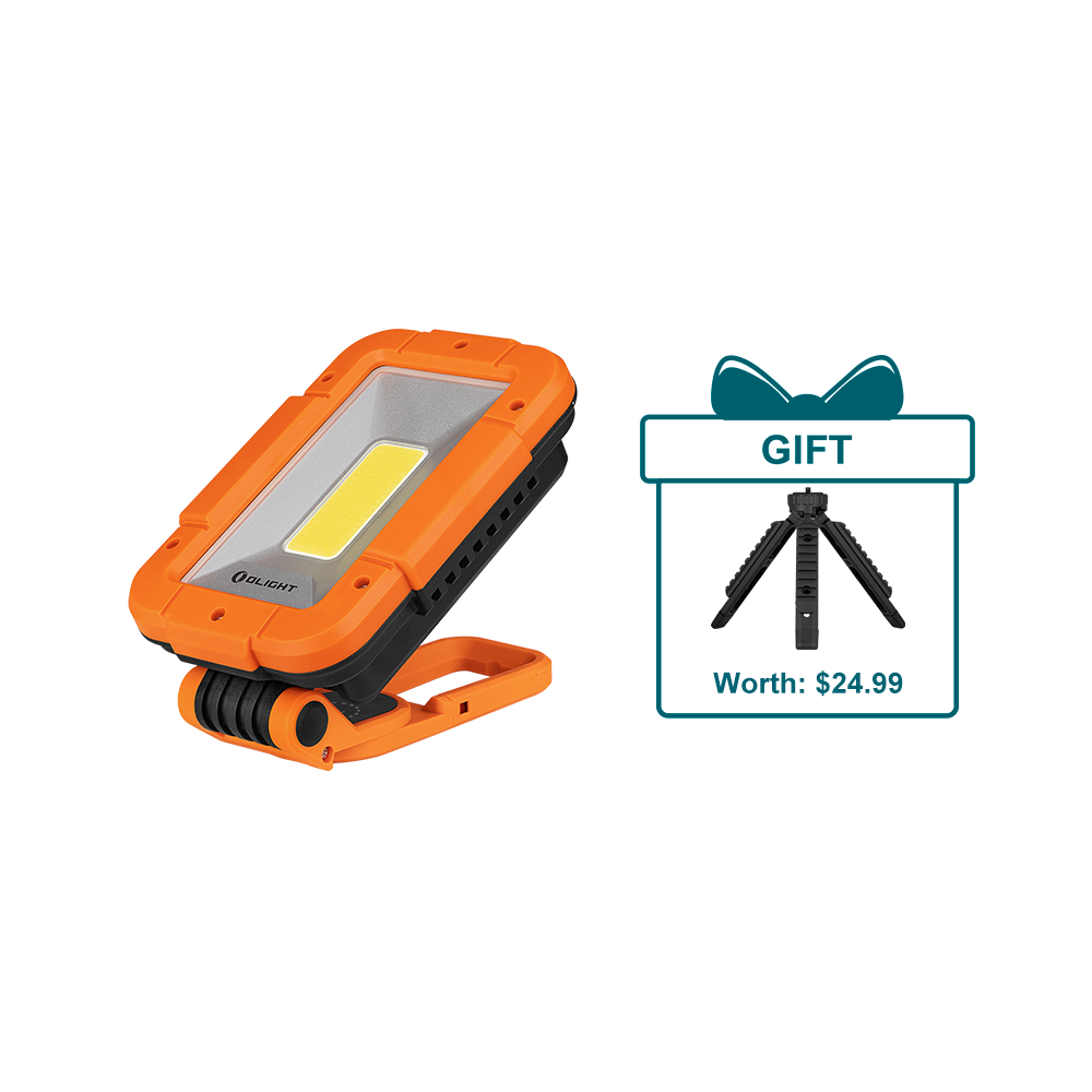 Swivel Pro Max Rotatable & Foldable Work Light (Orange; w/Free Tactical Tripod)