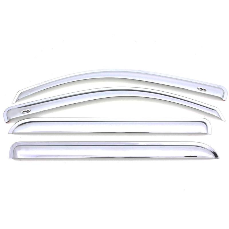 AVS 09-14 Ford F-150 Supercrew Ventvisor Outside Mount Front & Rear Window Deflectors 4pc - Chrome