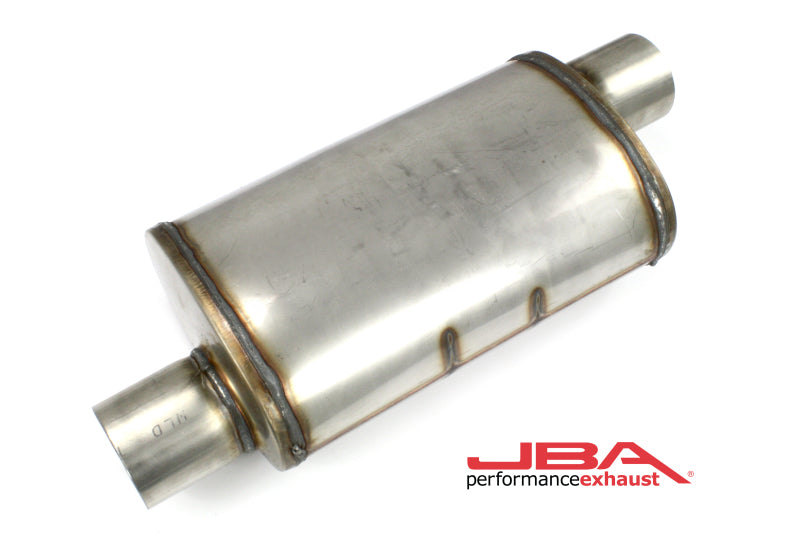 JBA Universal Chambered Style 304SS Muffler 14x8x5 3in Inlet Diameter Offset/Offset