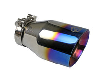 Load image into Gallery viewer, aFe Mach Force XP 304 Stainless Steel Clamp-On Exhaust Tip 2.5in Inlet / 4in Outlet - Blue Flame