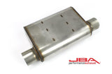 JBA Universal Chambered Style 304SS Muffler 13x9.75x4in 3in In/Out Dia Offset/Offset (Same Side)
