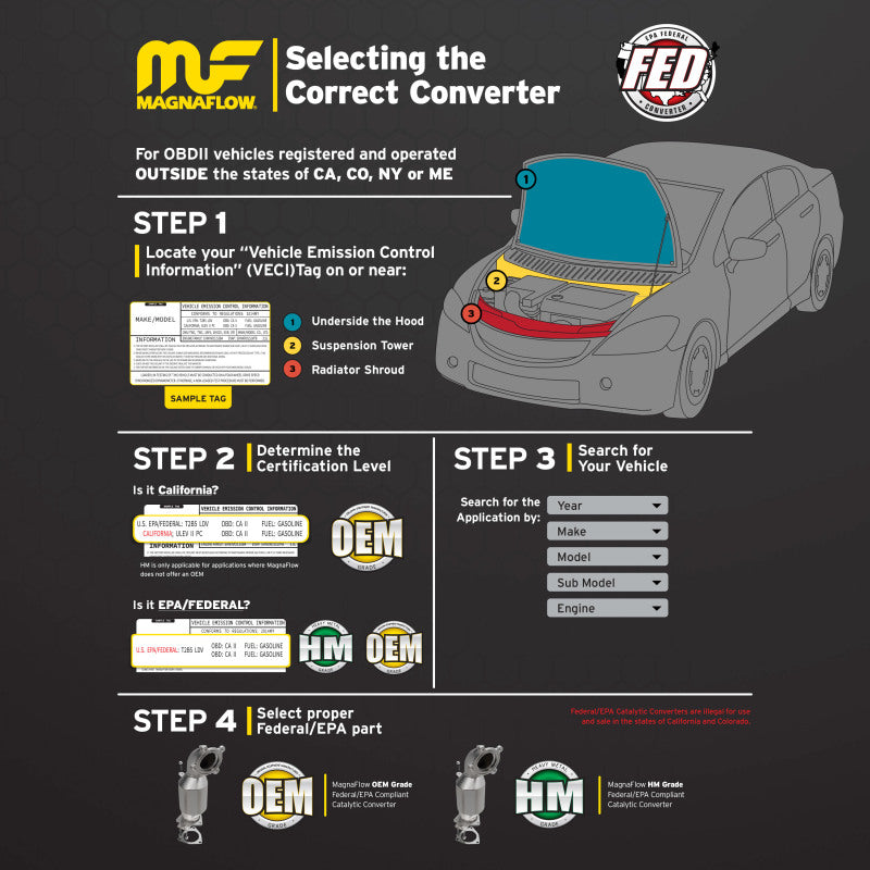 MagnaFlow 13-17 Range Rover V8 5 OEM Underbody Direct Fit EPA Compliant Catalytic Converter