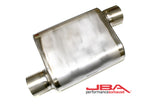 JBA Universal Chambered Style 304SS Muffler 11x9.75x4 3in Inlet Diameter Offset/Offset