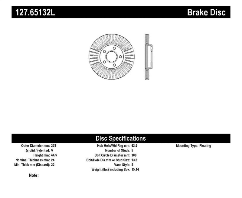 StopTech Slotted & Drilled Sport Brake Rotor