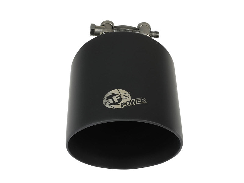 aFe Takeda 304 SS Clamp-On Exhaust Tip 2.5in. Inlet / 4.5in. Outlet / 7in. L - Black
