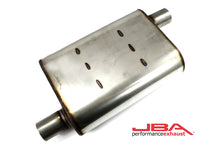 Load image into Gallery viewer, JBA Universal Chambered Style 304SS Muffler 13x9.75x4 2in Inlet Diameter Offset/Offset
