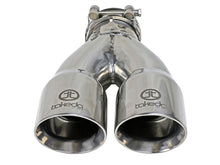 Load image into Gallery viewer, aFe Takeda 2.5in 304 Stainless Steel Clamp-on Exhaust Tip 2.5in Inlet 3in Dual Outlet - Polished