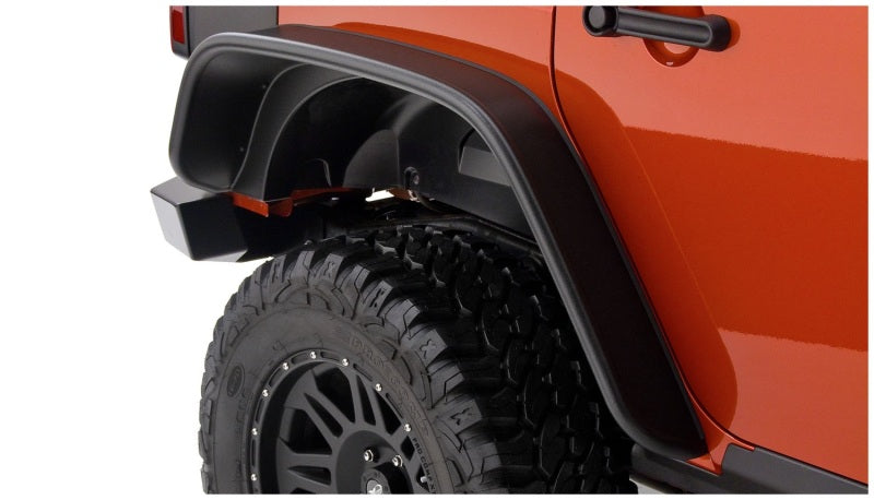 Bushwacker 07-18 Jeep Wrangler Unlimited Flat Style Flares 2pc 4-Door Sport Utility Only - Black