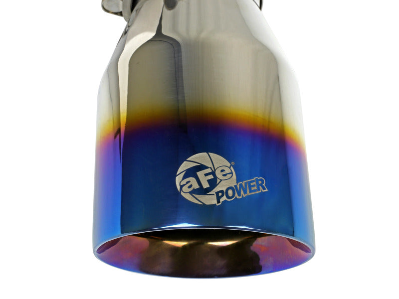aFe Mach Force XP 304 Stainless Steel Clamp-On Exhaust Tip 2.5in Inlet / 4in Outlet - Blue Flame