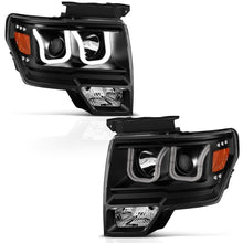 Load image into Gallery viewer, ANZO 2009-2014 Ford F-150 Projector Headlights w/ U-Bar Black