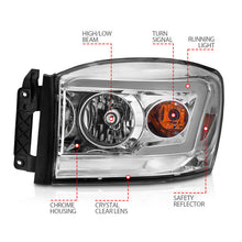 Load image into Gallery viewer, Anzo 06-09 Dodge RAM 1500/2500/3500 Headlights Chrome Housing/Clear Lens (w/Switchback Light Bars)