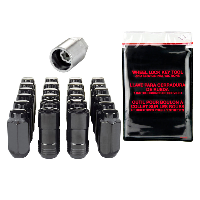 McGard 6 Lug Hex Install Kit w/Locks (Cone Seat Nut) M14X1.5 / 13/16 Hex / 1.945in. Length - Black