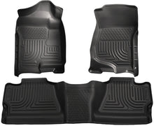 Load image into Gallery viewer, Husky Liners 07-12 Chevy Silverado/GMC Sierra Crew Cab WeatherBeater Combo Black Floor Liners