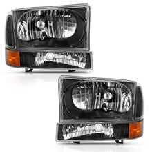 Load image into Gallery viewer, ANZO 2000-2004 Ford Excursion Crystal Headlight w/ Corner Light Black Amber (w/o Bulb)