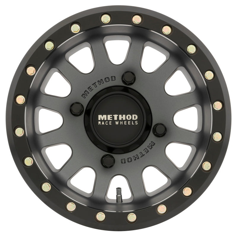 Method MR401 UTV Beadlock 15x7 4+3/+13mm Offset 4x156 132mm CB Titanium w/Matte Black Ring Wheel