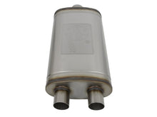 Load image into Gallery viewer, aFe MACHForce XP SS Muffler 3in Center Inlet / 2.5in Dual Outlets 22in L x 11in W x 6in H Body