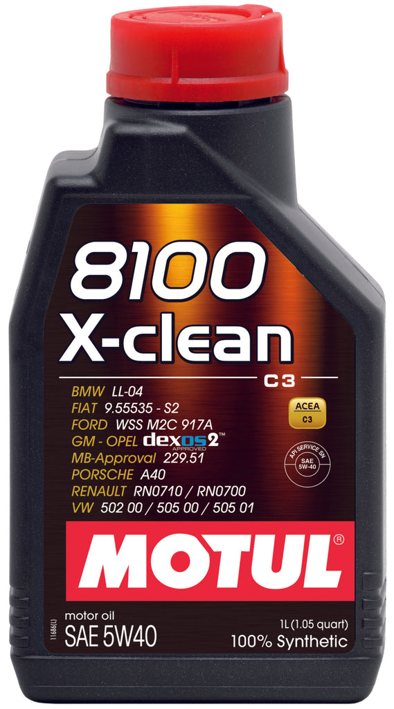 Motul 1L Synthetic Engine Oil 8100 5W40 X-CLEAN C3 -505 01-502 00-505 00-LL04-229.51-229.31