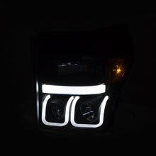 Load image into Gallery viewer, ANZO 11-16 Ford F-150 Super Duty Projector Headlights w/ U-Bar Switchback Black w/ Amber