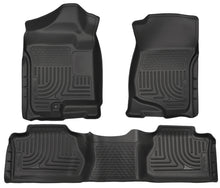 Load image into Gallery viewer, Husky Liners 07-12 Chevy Silverado/GMC Sierra Extended Cab WeatherBeater Combo Black Floor Liners