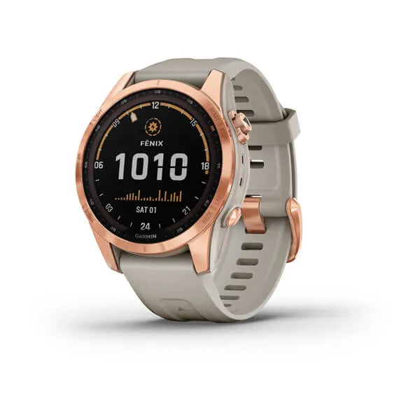 GARMIN fēnix® 7S – Solar Edition Rose Gold with Light Sand Band