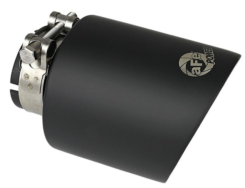 aFe Takeda 304 SS Clamp-On Exhaust Tip 2.5in. Inlet / 4.5in. Outlet / 7in. L - Black