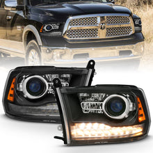 Load image into Gallery viewer, ANZO 2009-2018 Dodge Ram 1500 Projector Headlights Plank Style Halo w/Switchback Matte Black