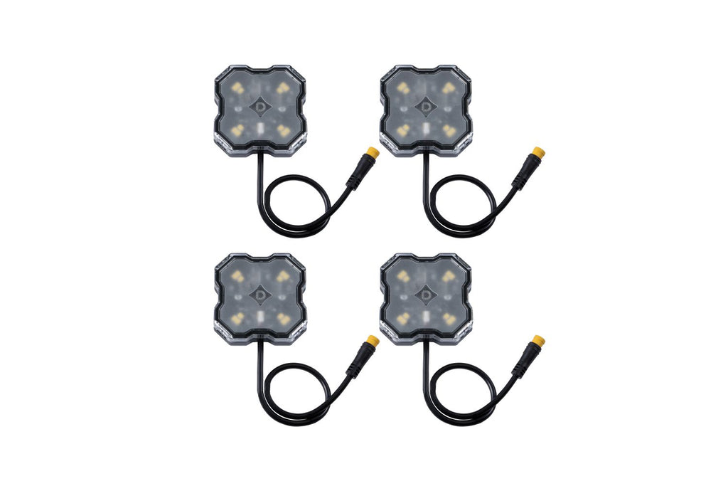 Diode Dynamics Stage Series Single Color LED Rock Light, White Diffused M8 (4-pack)