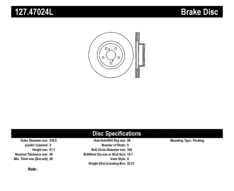 StopTech Slotted & Drilled Sport Brake Rotor