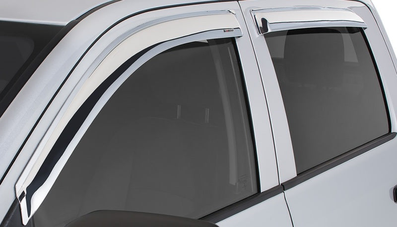 Stampede 2014-2018 Chevy Silverado 1500 Crew Cab Pickup Tape-Onz Sidewind Deflector 4pc - Chrome