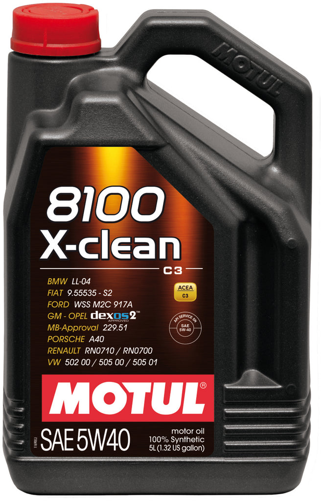 Motul 5L Synthetic Engine Oil 8100 5W40 X-CLEAN C3 -505 01-502 00-505 00-LL04-229.51-229.31